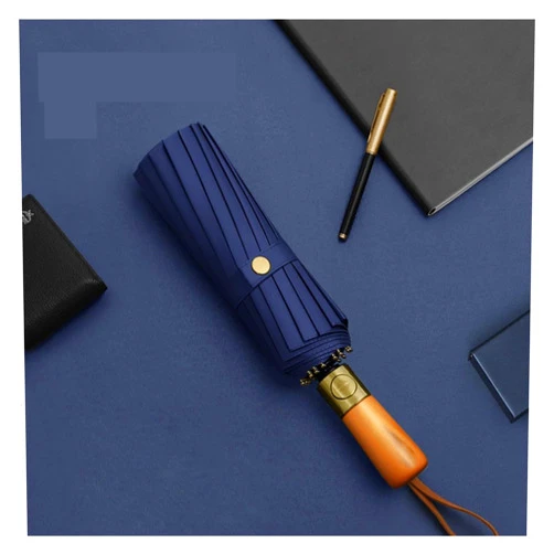 SONGCHAO Umbrella Windproof Business Solid Wood Handle Automatic Folding Umbrella 16-rib Reinforced Men's Rain Or Shine Umbrella Outdoor Umbrella