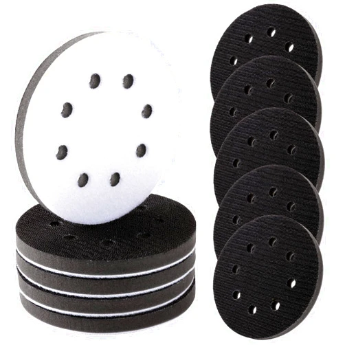 Ysglory 10 Pack Soft Density Interface Pads 5 Inch 8 Holes Hook and Loop Sponge Cushion Buffer Backing Pad Foam Sanding Interface Pads for Orbital Sander Automotive Woodworking Polishing