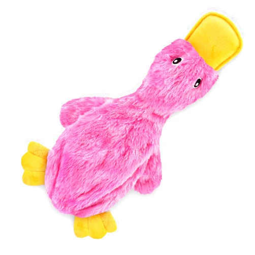 Best Pet Supplies Crinkle Dog Toy for Small, Medium, and Large Breeds, Cute No Stuffing Duck with Soft Squeaker, Fun for Indoor Puppies and Senior Pups, Plush No Mess Chew and Play - Light Pink