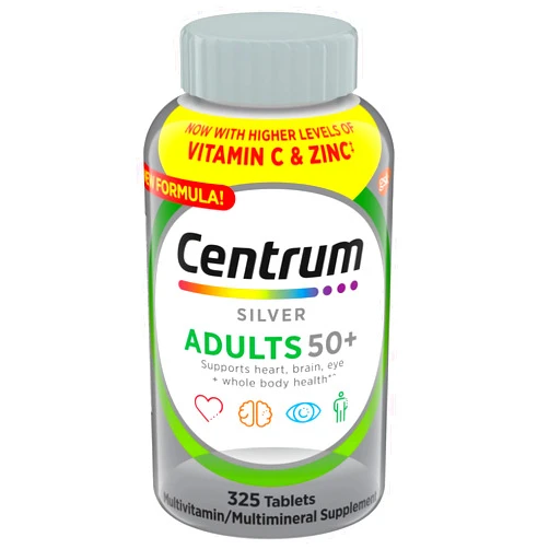 PRIME VITACARE Centrum Silver Adults 50+ Multivitamin, 325 Tablets+Bundle with VITACARE Whistle Key Chain for Outdoor