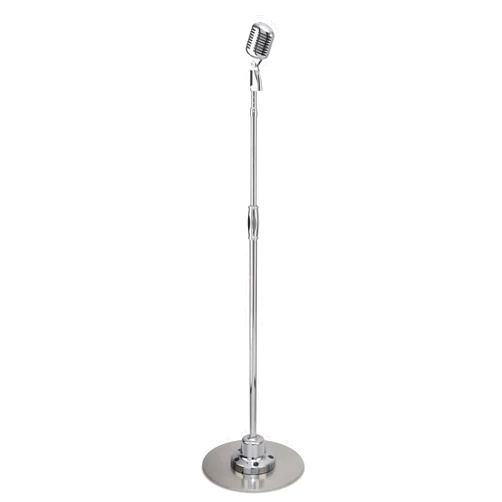 Pyle Retro Microphone, Classic Vintage Style, Unidirectional Audio, Adjustable Stand, XLR Cable, Silver Finish, Dynamic Vocal Performance Mic with 49-69” Swing Stand and Detachable Microphone