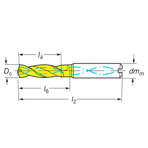 Sandvik Coromant CoroDrill Delta-C R840 Carbide Jobber Drill Bit, TiAlN Finish, Round Shank, Helical Flute, Coolant Through, 140 Degree Split Point, 4.2mm Size, 24mm Cutting Length
