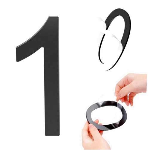 GLDonee Self-adhesive 4 Inch House Numbers Acrylic House Number Modern House Numbers Black Mailbox Numbers for Outside Address Home Number for Apartments Office Hotel Room (Number 1)