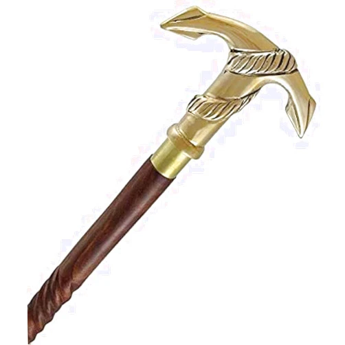 Zayan Nautical Walking Stick Wood & Metal Mens Walking Canes Spindle Shaft Wooden with Brass Anchor Handle Brown