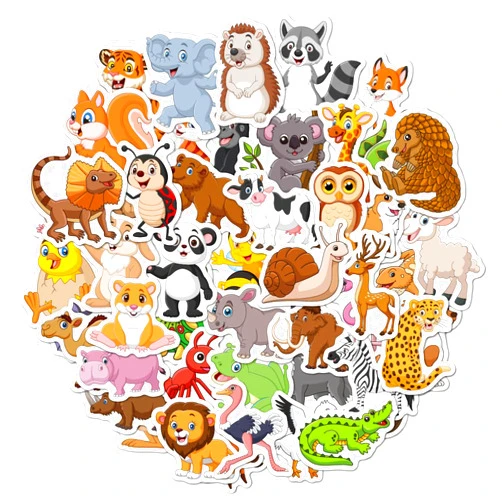 BBPOOL 100pcs Wild Animals Stickers for Kids Waterproof Vinyl Cute Animals Stickers for Water Bottle Scrapbook Laptop Skateboard Computer Stickers for Teens Kids Girls