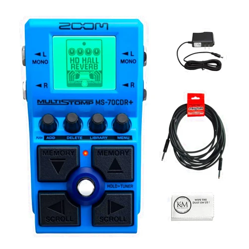 Zoom MS-70CDR+ MultiStomp Bundled with Instrument Cable + Power Supply + Cleaning Cloth (4 Items)
