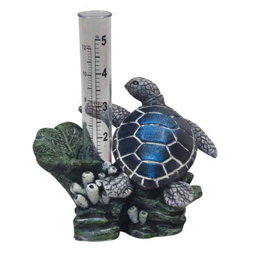 The Crabby Nook Small Rain Gauge Outdoor Garden Decor Guage for Deck or Yard Rain Water Catcher Gages Outdoors (Sea Turtle)