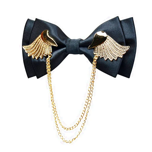 Manoble Men's Adjustable Metal Golden Wings Two Layer Neck Bowtie Bow Tie