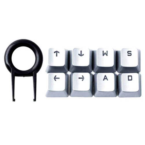 HUYUN FPS & MOBA Gaming Keycaps Replacement for Cherry MX Razer Corsair Logit Gaming Mechanical Keyboard (Silver-WASD↑↓←→)