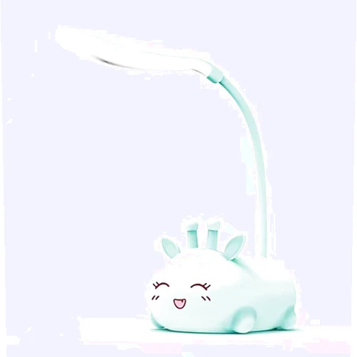 Neioaas Cute Deer Lamp USB Rechargeable Reading Light,LED Desk Lamp for Kids, Portable LED Table Light, Flexible Gooseneck Eye-Care Cartoons Small Desk Lamp Girls Gifts (Blue)