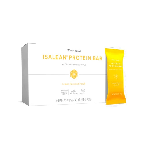 Isagenix Whey-Based IsaLean® Protein Bar – For Meal Replacement & Muscle Support – Lemon Passion Crunch (10 Bars)