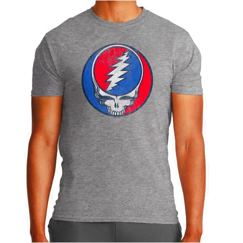 Ripple Junction Grateful Dead Men's Short Sleeve T-Shirt Steal Your Face Distressed Stealie Vintage SYF Officially Licensed