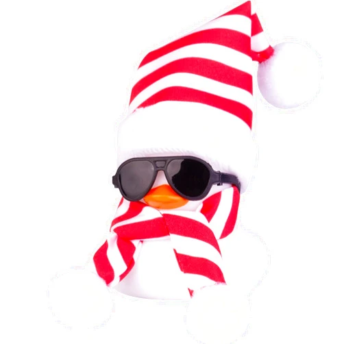 MuMyer Christmas Rubber Ducks Car Ornaments White Duck Car Dashboard Decorations with Mini Christmas Hat Scarf and Sunglasses for Winner Home Christmas Decor, 2 Inches(Z20)