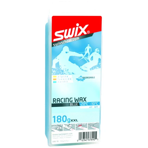 Swix UR6 Biodegradable Ski/Snowboard Blue Wax - Cold Conditions -4 to 14 Degrees Fahrenheit - 180g