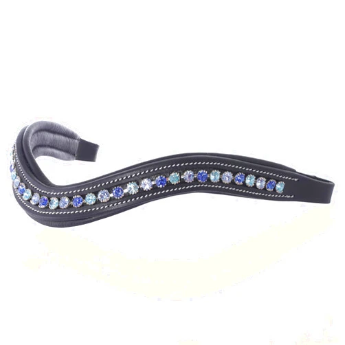 ExionPro Exion Curved Shape Padded Browband for English Bridle | Equestrian Show & Dressage | Sapphire, Violet, Light Sapphire Crystal for Horses