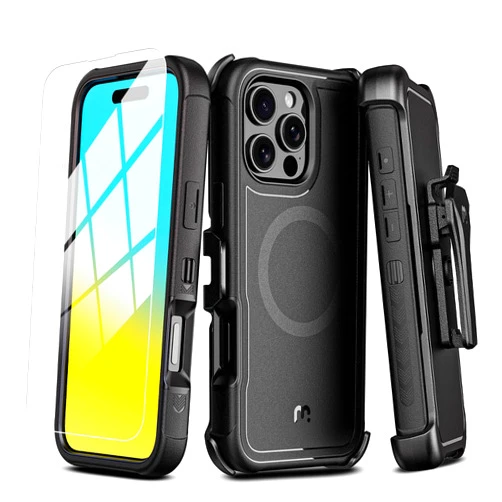 M MYBAT PRO for iPhone 16 Pro Max Case,Maverick Series Case with Belt Clip Holster,[Compatible with Magsafe] w/Screen Protector,Anti-Drop,Shockproof,w 360°Rotating Kickstand,Heavy Duty Protection