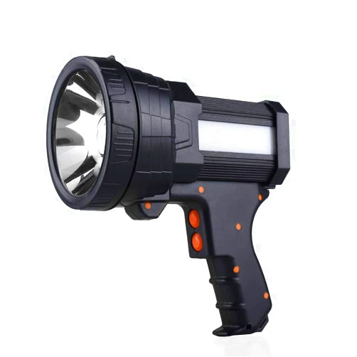 YIERBLUE Rechargeable Spotlight, Super Bright 1000,000 LM LED Flashlight Handheld Spotlight 10000mAh Long Lasting Large Flashlight Searchlight and Flood Camping Flashlight with Foldable Tripod Black