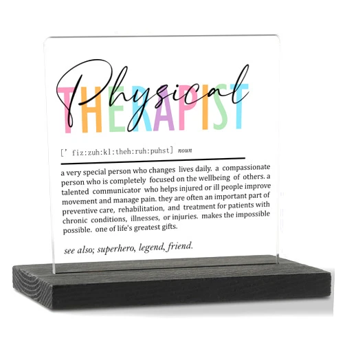 YODOCAMP Physical Therapist Gifts for Women Clear Desk Decor Sign, Physical Therapy Appreciation Gifts for Doctor Student, PT Definition Plaque Signs for Medical Clinic Office Decor TZD23