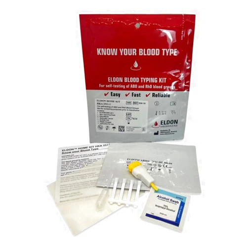 Eldoncard Blood Typing Kit, 10 Test Pack, Rapid Blood Typing Kit, Know Your Blood Type, Accurate Home Blood Type Test Kit, Determine A, O, B, RHS-D Negative & Positive Groups, Home Health Tests