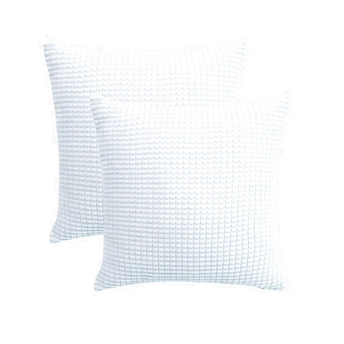 SUNOOMY Square Throw Toss Pillow Cushion Covers Cases for Couch Sofa Bed Chair, Comfortable Supersoft Corduroy Corn Striped (Pure White, 18''X18'',45cm,Set of 2)