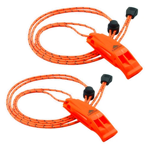 LuxoGear Emergency Whistles with Lanyard Safety Whistle Survival Shrill Loud Blast for Kayak Life Vest Jacket Boating Fishing Boat Camping Hiking Hunting Rescue Signaling Kids Lifeguard Plastic 2 Pack