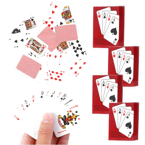 Ouligay 4 Decks Mini Playing Cards Fun Miniature Poker Cards Smal Deck of Cards Novelty Party Favor for Par, Christmas, Halloween Adults 2.09 X 1.50in