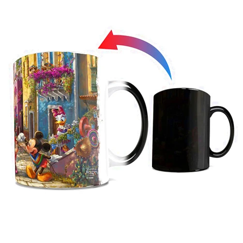 Morphing Mugs Disney – Mickey and Minnie Mouse in Mexico – Thomas Kinkade Studios - One 11 oz Color Changing Ceramic Mug – Image Revealed When HOT Liquid Is Added!