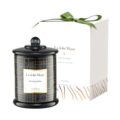 LA JOLIE MUSE Scented Candle - Fresh Linen, Luxury Aromatherapy Candle with Gift Box, 70 Hour Burn Time, Natural Soy