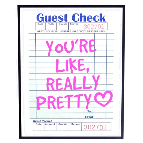 YELLOWBIRD ART & DESIGN Funky Wall Art for Women - positive Quotes Wall Decor - inspiring Teen Bedroom Decor - Cute 70s 80s Preppy Room Decor - You're Like Really Pretty Pop art Wall Decor - Tween Girls Motivational poster