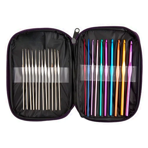 BetyBedy 22Pcs Crochet Hooks Set, BetyBedy Aluminum Handle Knitting Needles, Multicolor Crochet Needles for Yarn Craft, 0.6~6.5mm