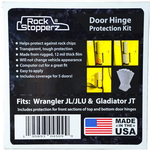Rock Stopperz Door Hinge Protection Kit - Compatible with Jeep Wrangler JL/JLU/Gladiator - 2 or 4 Door (2019 - Current. Coverage for 5 Doors Total)