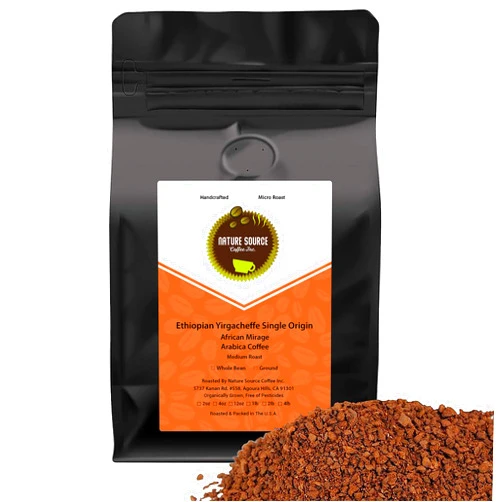 Nature Source Coffee Ethiopian Yirgacheffe - African Mirage Single Origin Arabia Coffee, Ground, 2lbs 1-Pack