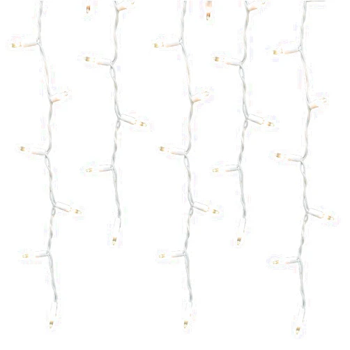 Holiday Essence 100 Icicle Lights, Clear Bulbs, Professional Grade for Indoor & Outdoor Use, Soft Bright White Bulbs with White Wire, UL listed.