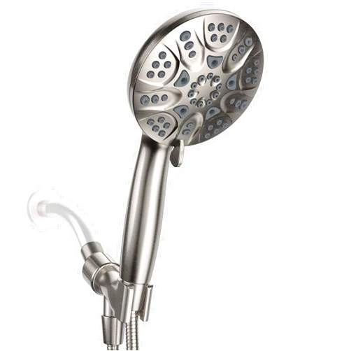 HOPOPRO 6 Modes High Pressure Handheld Shower Head, Consumer Reports Tested HOPOPRO Showerhead with Handheld, Anti-Clog Nozzles, 1-Min Installation, 4.3 Inch High Flow Hand Held Shower Head, Brushed Nickel