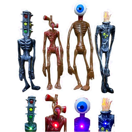 POPRORE 4 PCS Siren Head Toys Siren Head Action Figure Monster Amazing Head Horror Models (Series-E)