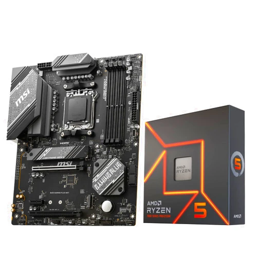 INLAND AMD Ryzen 5 7600X CPU Processor with MSI B650 Gaming Plus WiFi Gaming Motherboard(AM5, ATX, DDR5, PCIe 4.0, Wi-Fi 6E), Soly by Micro Center