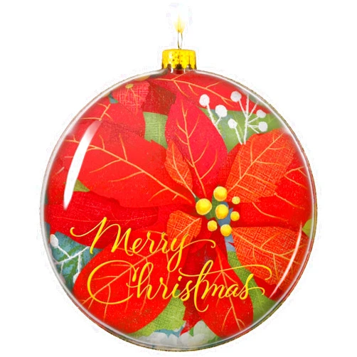 Hallmark Keepsake Ornament Merry Christmas Glass Poinsettia Santa Claus