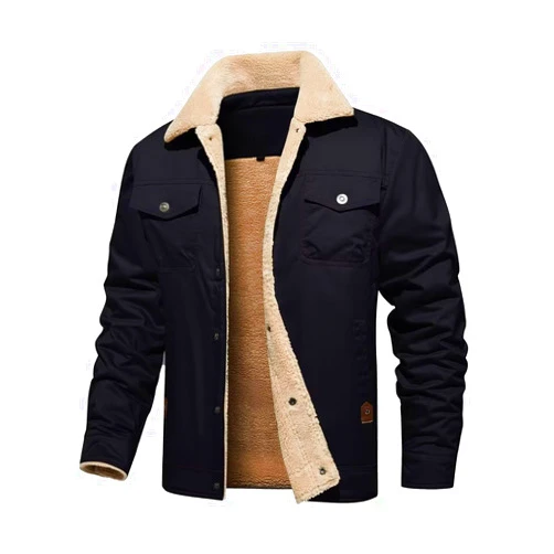 FTIMILD Men's Winter Jacket Fleece Lined Cotton Sherpa Trucker Jacket Warm Winter Cargo Coat with Multiple Pockets