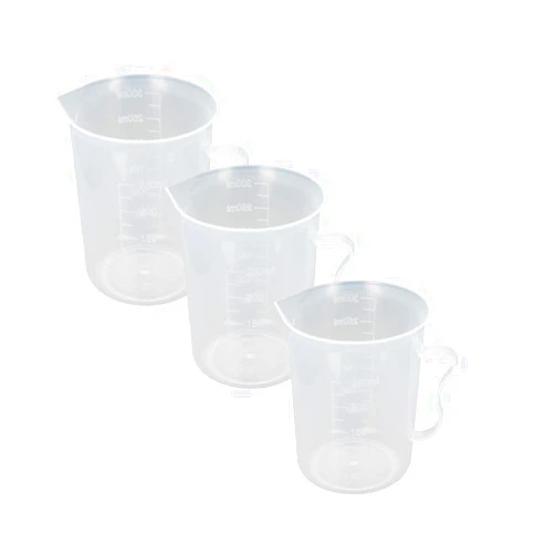 Bettomshin 3Pcs 250ml PP Plastic High Form Graduated Beaker with Handle, Lab Beakers Measuring Cup Multipurpose Mixing Cups Resin Measuring Cup Transparent for Lab Kitchen Liquids