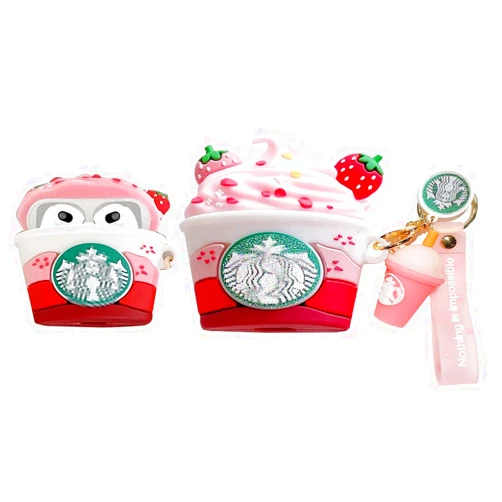 Junxihua 3D Cute Funny Cool Kawaii Fashion Ice Cream Cup for AirPods 3rd Generation Case [2021] Charging Case Pink (Red Strawberry)