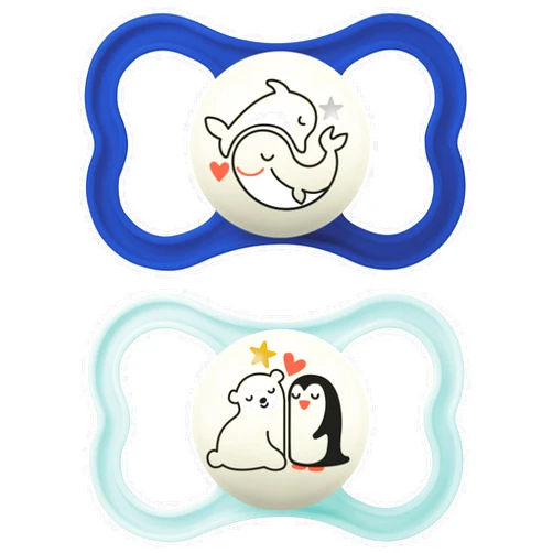 MAM Supreme Night Pacifiers (2 Pack, 1 Sterilizing Pacifier Case), Best Pacifier for Breastfed Babies 16+ Months, Glow in The Dark Pacifiers, Boy Pacifier,2 Count (Pack of 1)