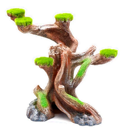Relaqcc Reptile Decor Aquarium Decorations Artificial Moss Resin Fish Tank Rocks Simulation Hollow Tree Leopard Gecko Trunk Accessories Aquarium View（Medium）