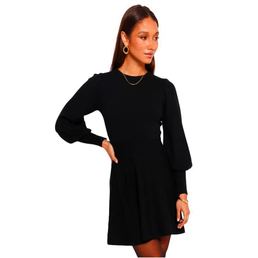 Petal & Pup Women's Gigi Long Sleeve Mini Dress-Black