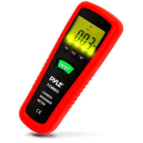 Pyle Meters Hand Held Carbon Monoxide Meter - High Accuracy and 1000 PPM Measurement Range CO Sensor w/Digital LCD Display Auto Power Off Battery Operated and Control Buttons - Pyle PCMM05