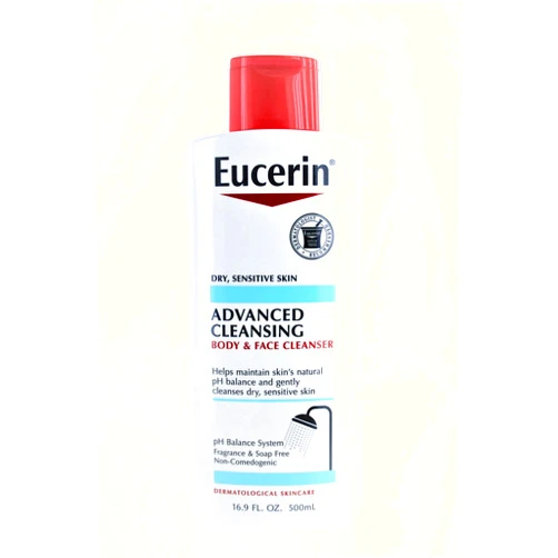 Eucerin Advanced Cleansing Body & Face Cleanser - Fragrance & Soap Free for Dry, Sensitive Skin - 16.9 fl. oz Bottle (Pack of 2)
