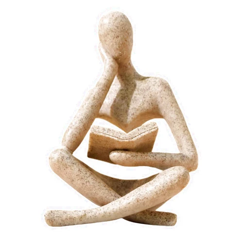 UTTCMK Bookshelf Decor Thinker Statue - Abstract Art Reading Thinker Sculpture Figurine Room Decor Aesthetic, Modern Home Decoration for Living Room Office Shelves Coffee Table Desk Decor(Beige A)