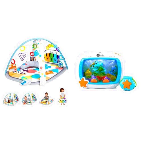 Baby Einstein Sea Dreams Soother Musical Crib Toy + 4-in-1 Kickin' Tunes Music and Language Play Gym