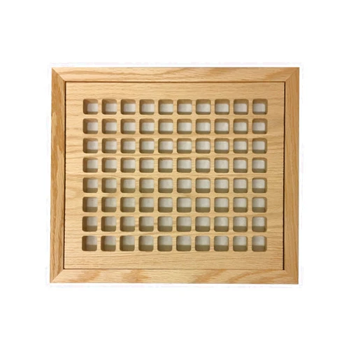 CAPE COD AIR GRILLES LLC Super-Skin 8 Inch x 10 Inch Red Oak Hardwood Vent Floor Register Flush Mount with Frame, Eggcrate Style, Unfinished-L8