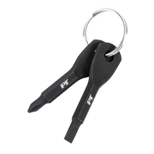 Performance Tool 20234 Steel Keychain Screwdriver Set with Phillips and Slotted Keys, Black Powder Coated for Durability and Style