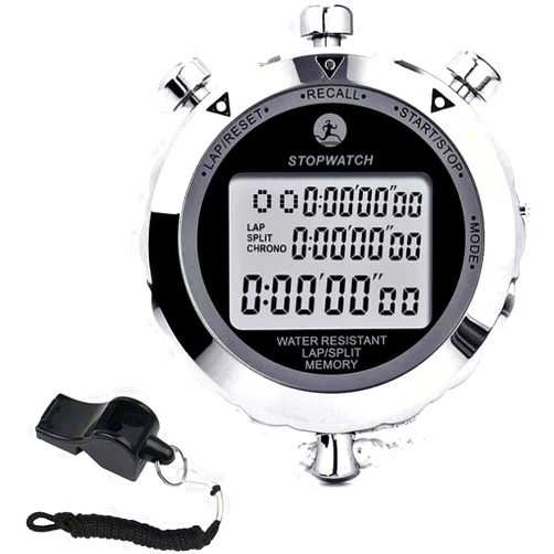 Rolilink Stopwatch Timer, Digital Stop Watch with 0.01second & 0.001second Timing, Metal 10/100/400 Laps Memory, Rolilink Large dispaly Alarm Clock for Coach Sports Running Marathon